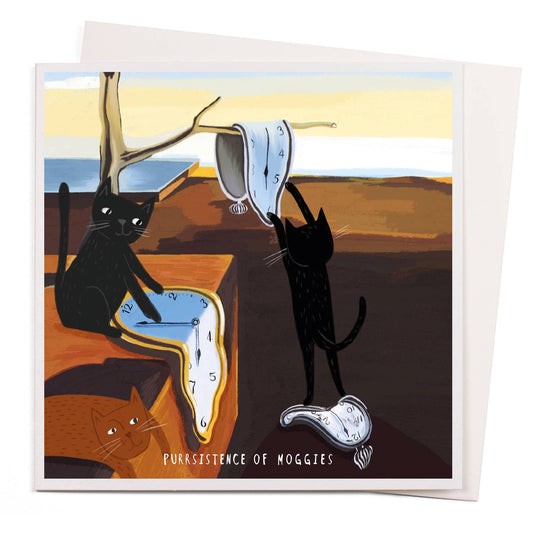 Persistence of Cats - 6x6 Dali Cat Art Card