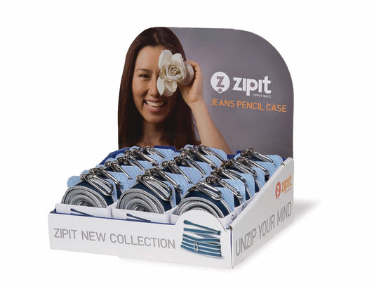ZIPIT Jeans Pencil Case, 18 Pack