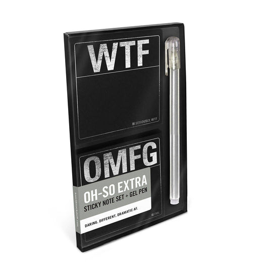 WTF / OMFG Sticky Note Set + Gel Pen