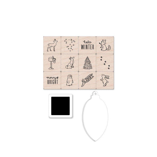 Wintertime Animals Mini Tub Rubber Stamp Set