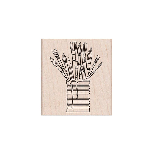 Tin of Brushes Handmade Rubber Stamp