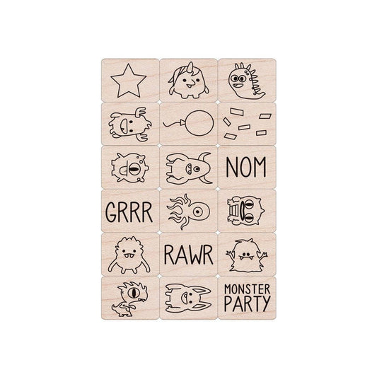 Hero Arts Monsters Wood Ink 'n Stamp Set