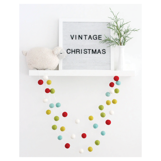 Vintage Christmas Felt Ball Garland