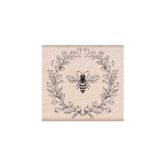Antique Bee and Flowers Handmade Rubber Stamp