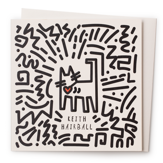 Keith Hairball - Keith Haring Cat Greeting Card