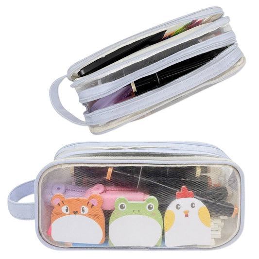 Wrapables 2 Compartment Transparent Mesh Pencil Case