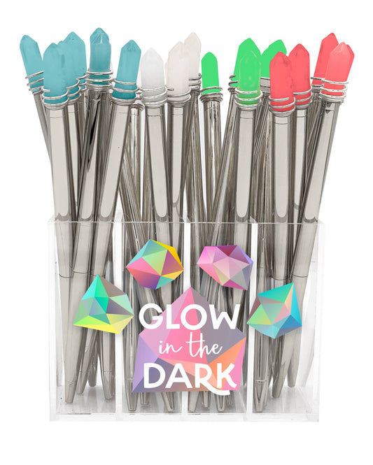 GLOW IN THE DARK CRYSTAL PEN DISPLAY OF 32