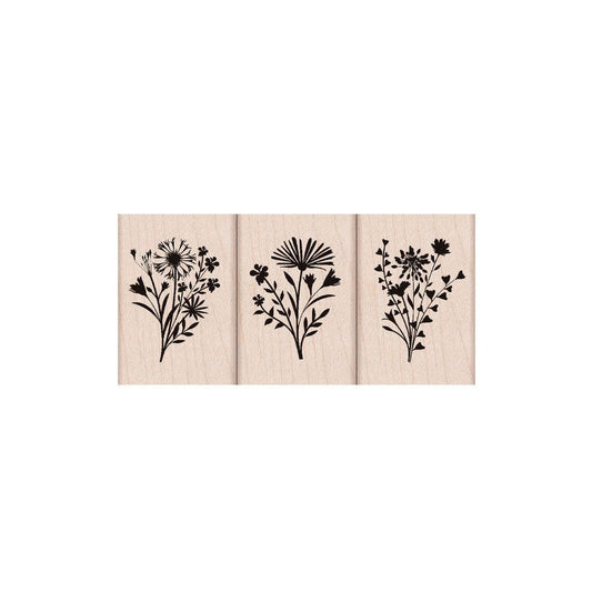 Three Floral Imprints Handmade Rubber Stamp Set
