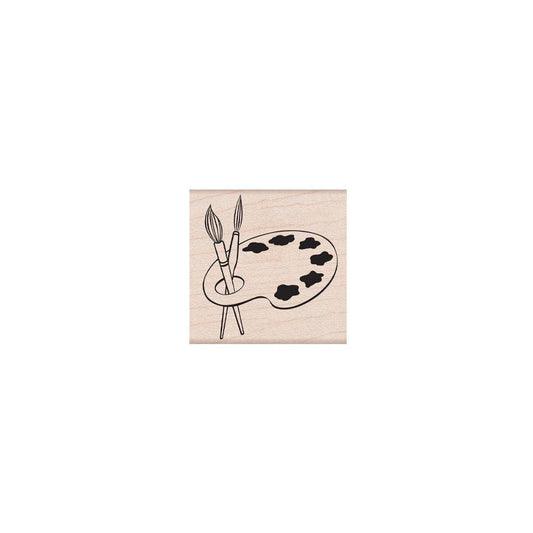Paint Palette with Brushes Handmade Rubber Stamp