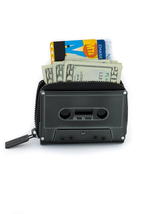 70259: Cassette Tape Wallet-*BLANK Black Chrome