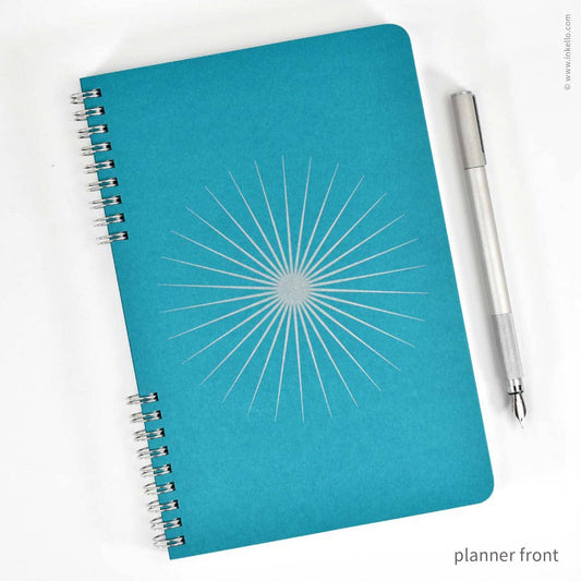 Big Burst Weekly Planner with Teal Cover + Silver Ink (#610)