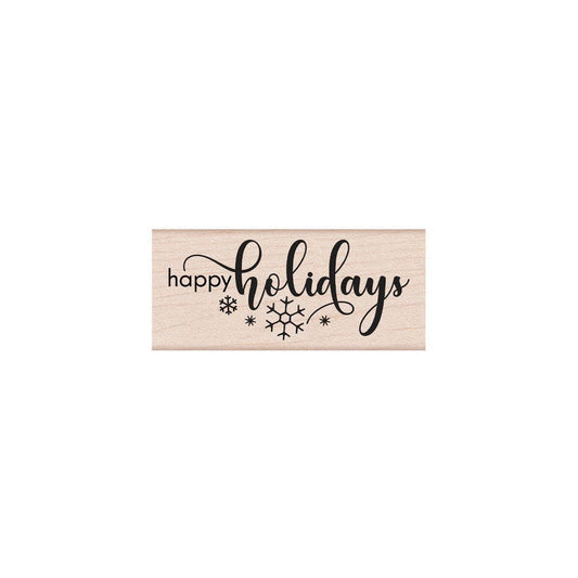 Happy Holidays Snowflakes Handmade Rubber Stamp