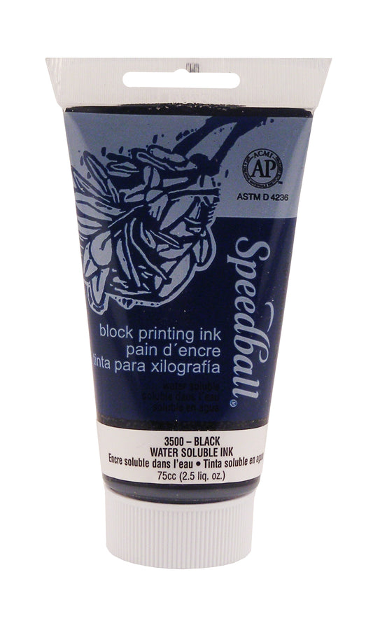 BLACK WATER-SOLUBLE BLOCK PRINTING INK 2.5OZ