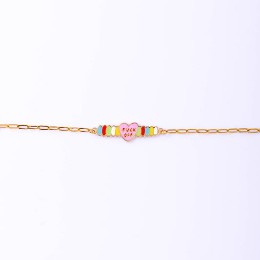 F*ck Off Bracelet - 18k Gold Gilt Enamel Swear Word Jewelry