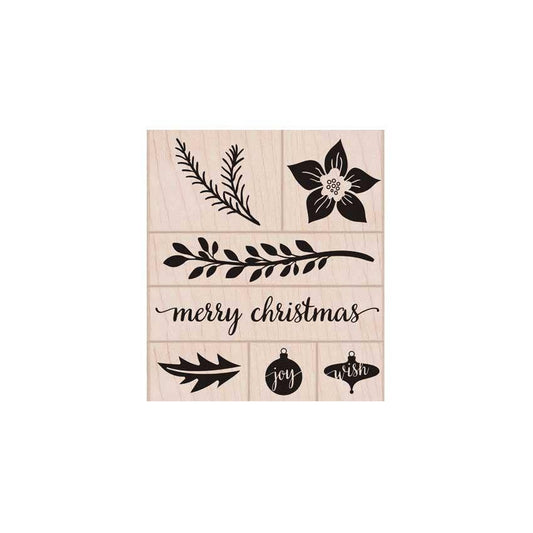 Christmas Time Trimmings Rubber Stamp Set