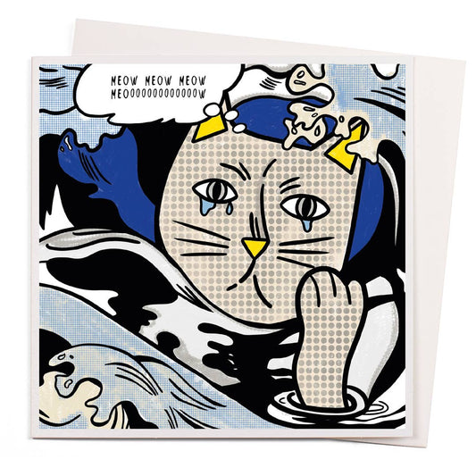 Drowning Cat by  Lickenstein - Roy Lichtenstein Cat Art Card