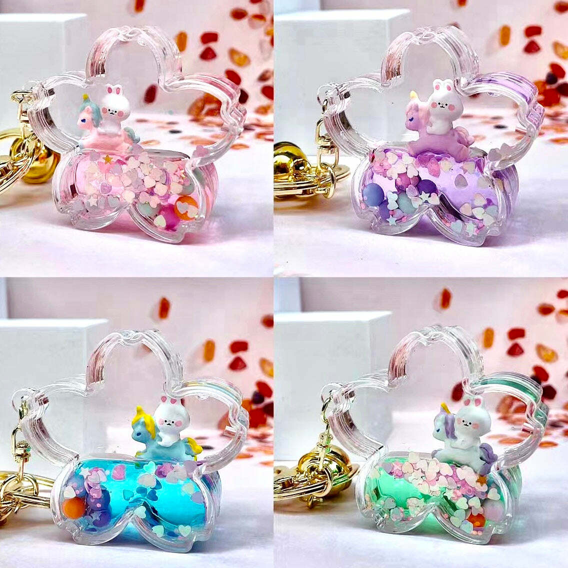 Unicorn Bunny Flower Floaty Key Charm (assorted)