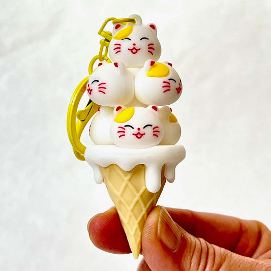 Cat Cone Family Key Charm 