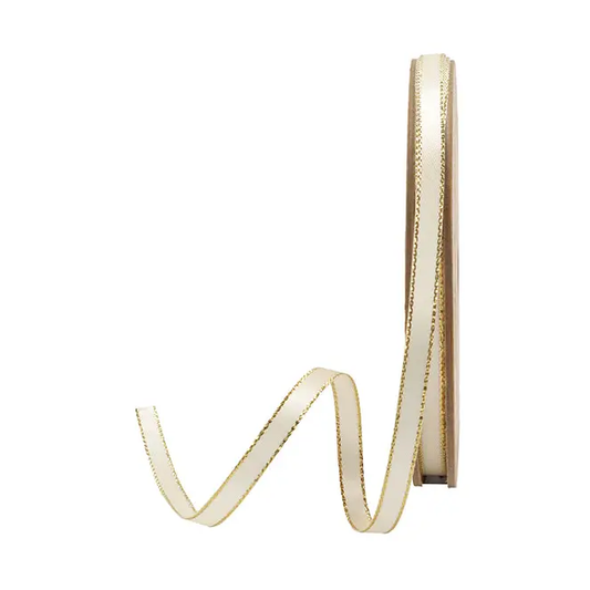 1/4" METALLIC EDGE SATIN RIBBON YELLOW/GOLD 25 YD