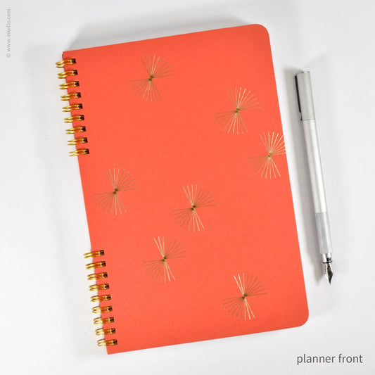Gold Bursts Weekly Planner with Scarlet Red Cover (#620)