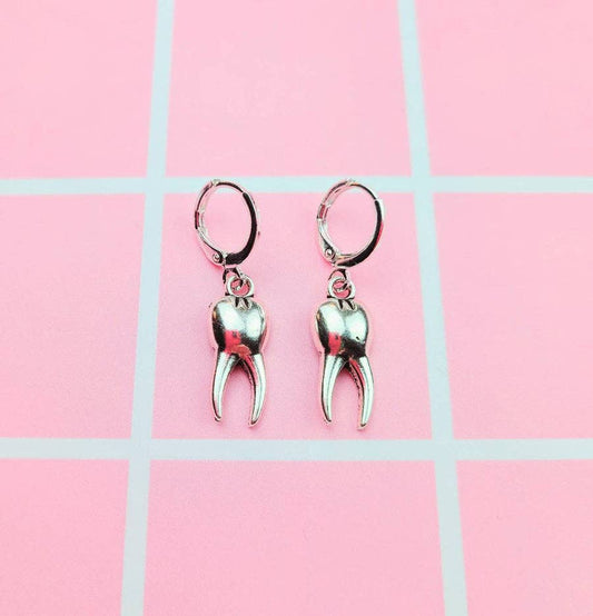 Silver Teeth Earrings Funky Earrings Silver Jewelry