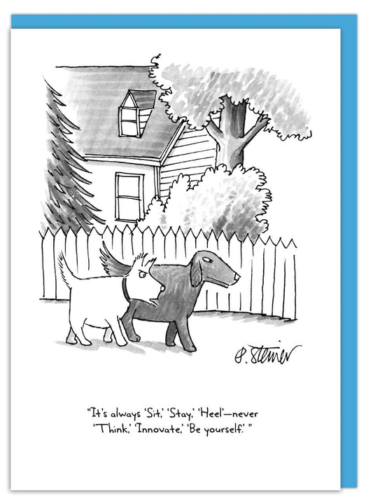 Sit, Stay, Heel - Nelson Line Cartoon Card