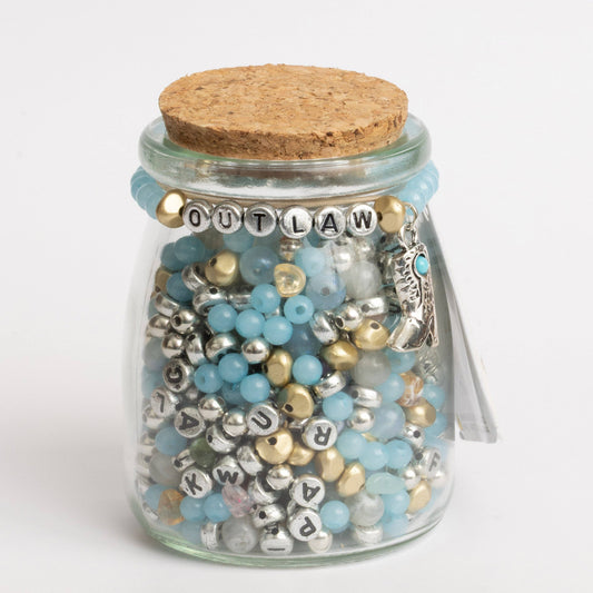 Outlaw Silver Alphabet and Cowboy Boot Charm DIY Bead Kit
