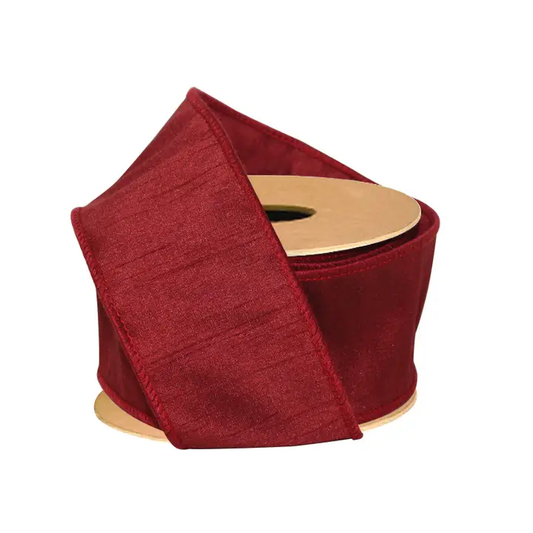 2 1/2" WIRED DUPIONI BORDEAUX RIBBON 10 YD