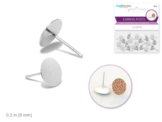 SILVER EARRING POSTS 8MM