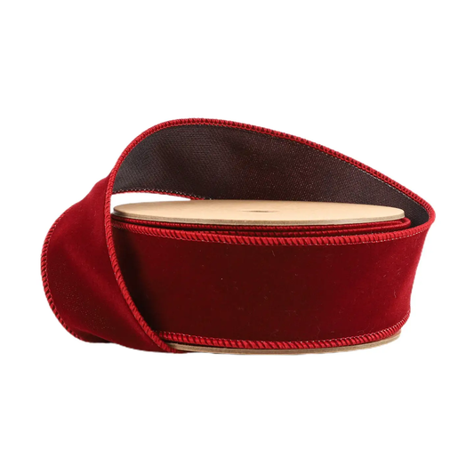 1 1/2" WIRED VELVET BORDEAUX RIBBON 10 YD