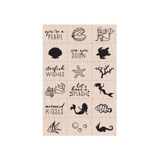 Hero Arts Mermaid Wood Ink 'n Stamp Set