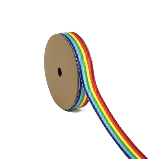 5/8" RAINBOW STRIPE RIBBON 25 YD