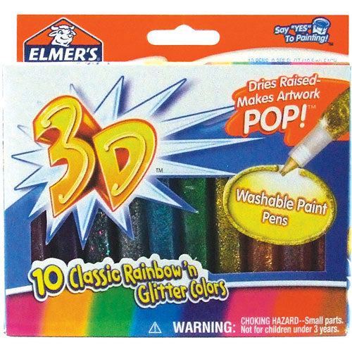 3D 10ct Classic Rainbow Glitter Pens
