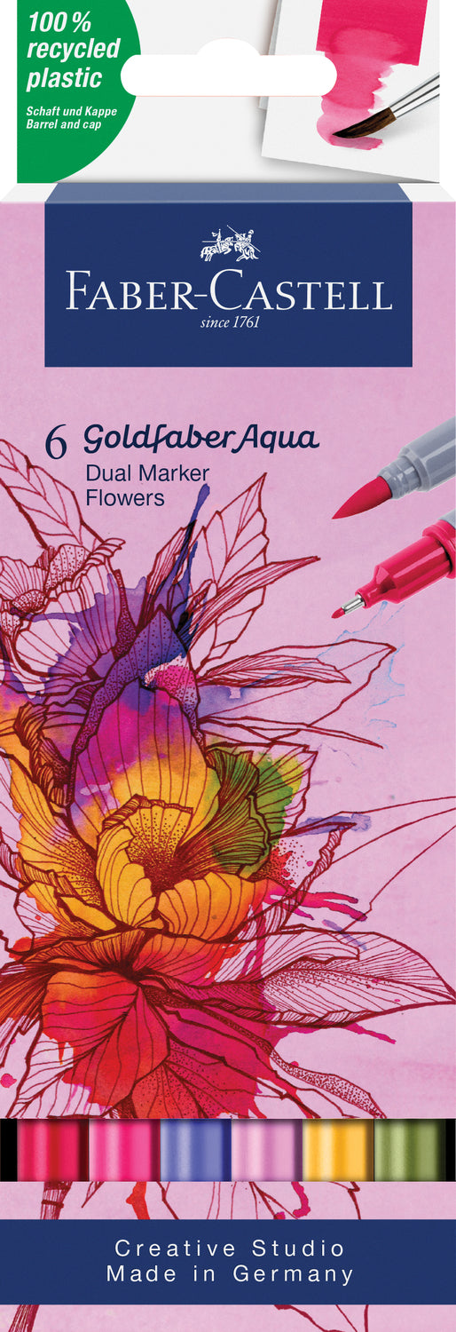 6Ct Goldfaber Dual WC Marker Flowers
