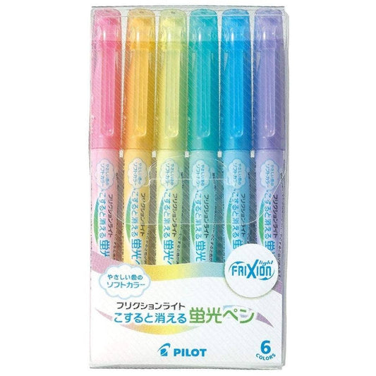 PILOT Frixion Light Soft Color Highlighter 6-Color Set | Erasable Pastel Highlighters