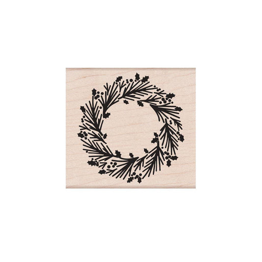 Graphical Wreath Handmade Rubber Stamp