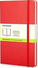 Moleskine Classic Notebook, Large, Plain, Red, Hard Cover (5 x 8.25)