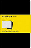 Moleskine Cahier Journal (Set of 3), Pocket, Squared, Black, Soft Cover (3.5 x 5.5): set of 3 Squared Journals