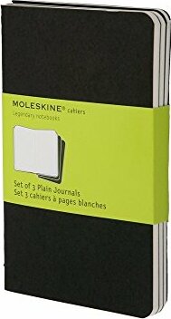 Moleskine Cahier Journal (Set of 3), Pocket, Plain, Black, Soft Cover (3.5 x 5.5): Set of 3 Plain Journals