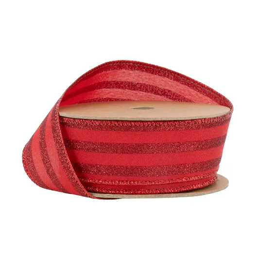 1 1/2" WIRED RED PINSTRIPES RIBBON 10 YD