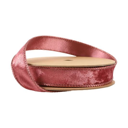 1" WIRED ROSE VELVET RIBBON 10 YD