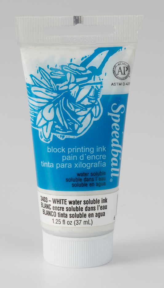 WHITE WATER-SOLUBLE BLOCK PRINTING INK 2.5OZ