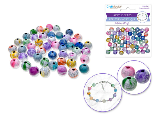 ACRYLIC BEADS MARBLE 10MM ROUND