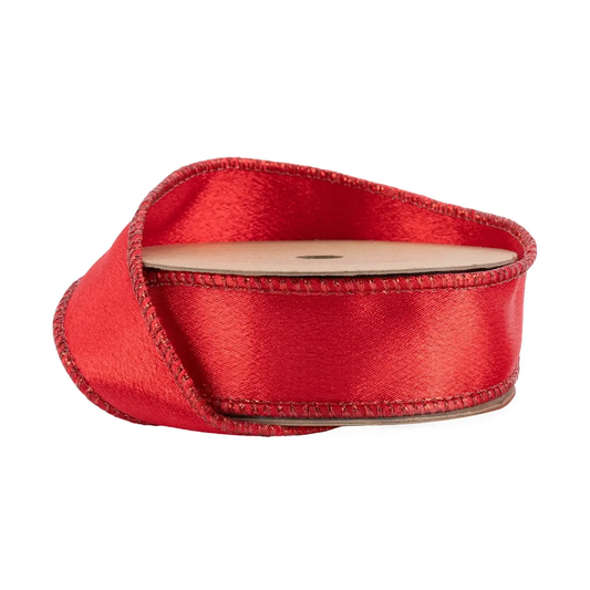 1" WIRED SHIMMER SATIN RED RIBBON 10 YD
