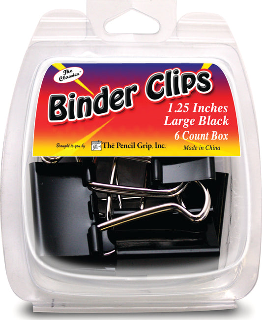 Binder Clips 1.25" Black (6 per clamshell)