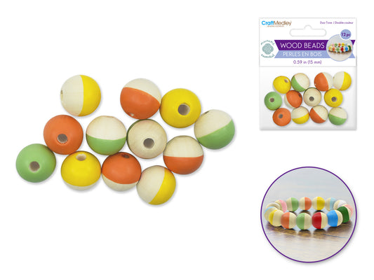 DUO-TONE WOOD BEADS - TROPICAL