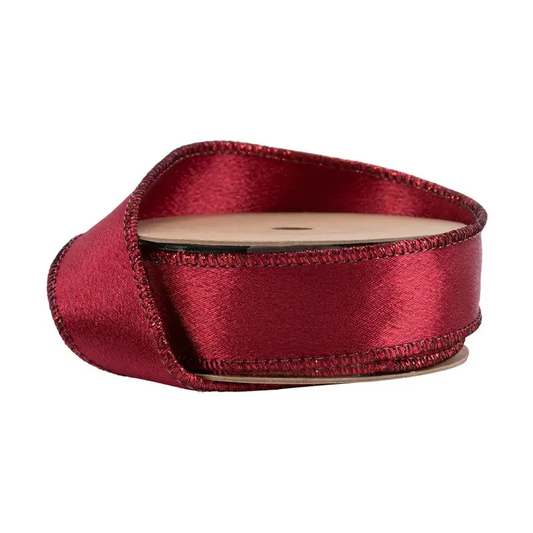 1" WIRED SHIMMER SATIN WINE RIBBON 10 YD