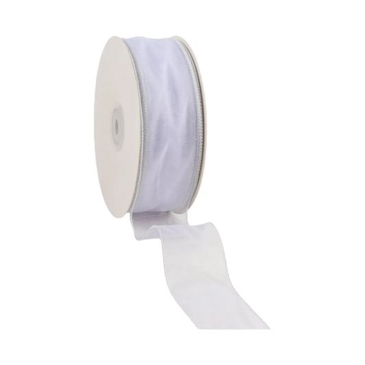 1 1/2" WIRED WHITE SHEER RIBBON 50 YD