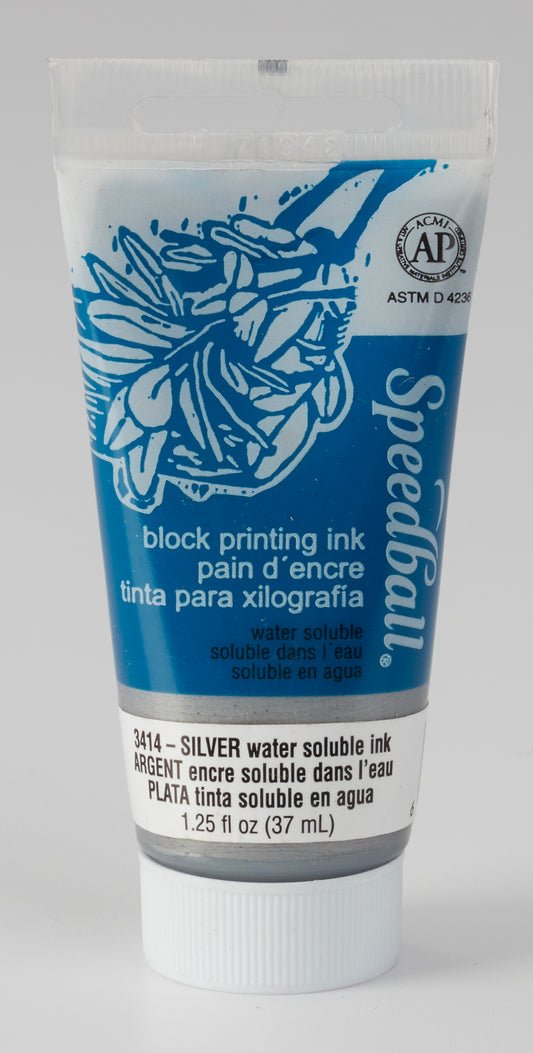 SILVER WATER-SOLUBLE BLOCK PRINTING INK 37ML