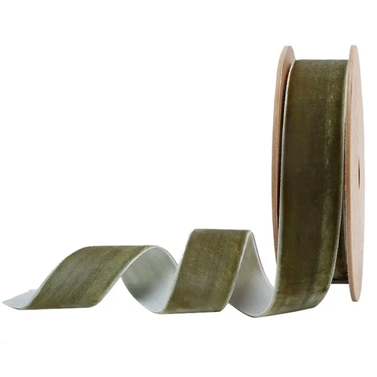 1" VELVET RIBBON OLIVE 10 YD